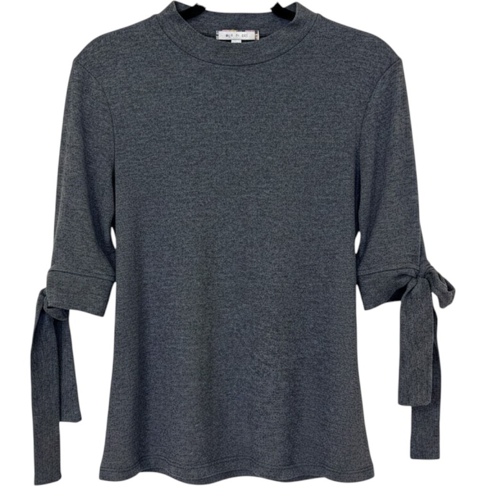 Eri + Ali Anthropologie Gray Mock Neck Tie Sleeve Knit Top Medium R10156